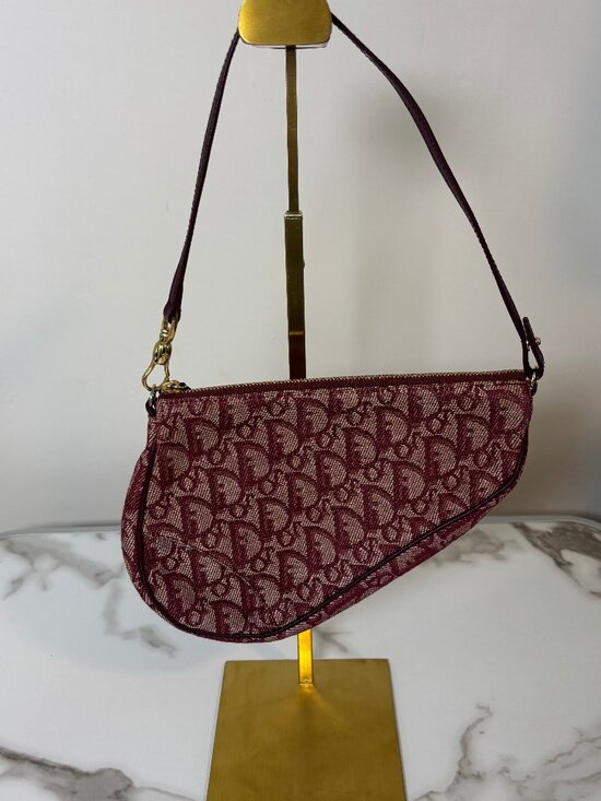 Dior Handbags - Dior Saddle Bag Burgundy Oblique Vintage